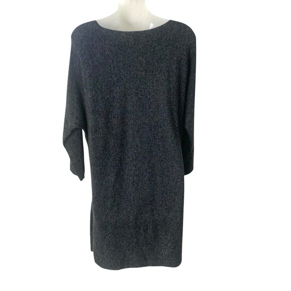 Eileen Fisher Wool & Tencel Sweater Oversized Tunic Top XS Marled Black & Gray - Picture 5 of 8